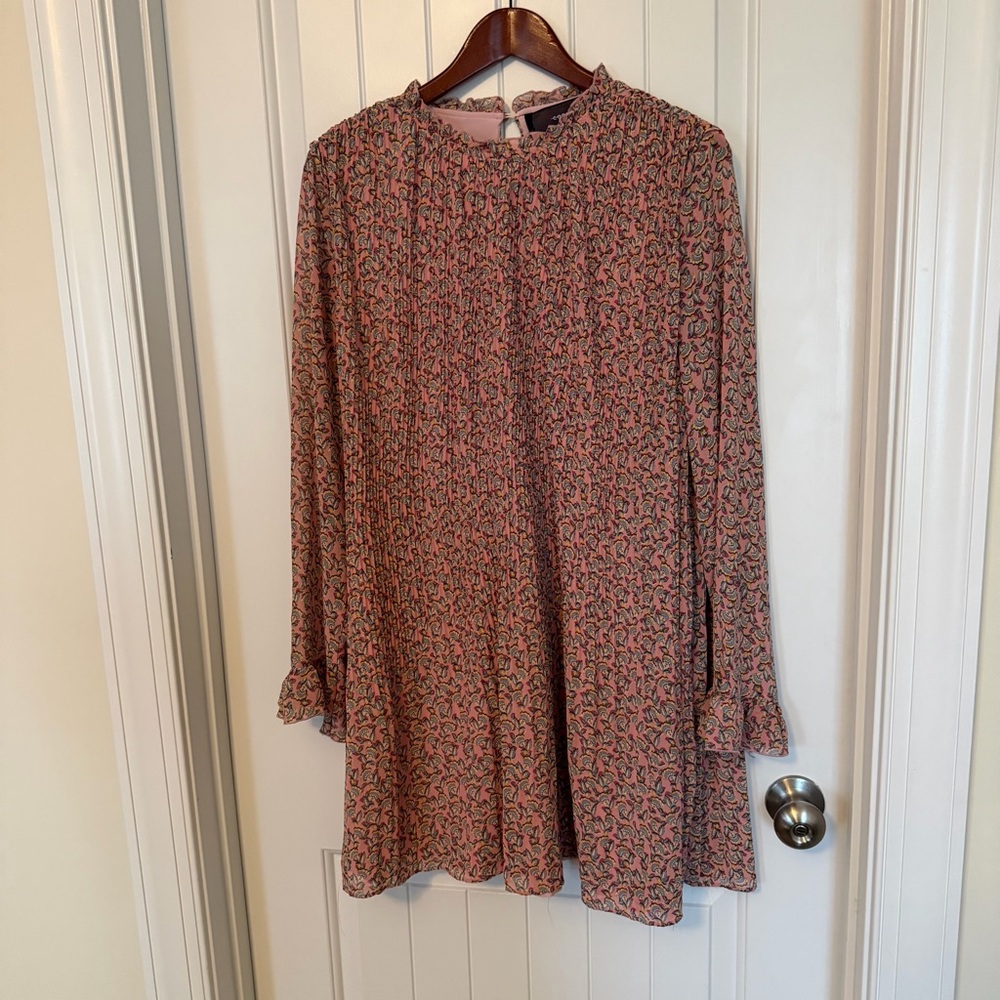 Code x Mode Pink Floral Long Sleeve Pleated Dress size Large